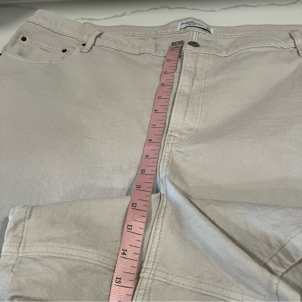 Abercrombie & Fitch women's The Dad Short High Rise‎ 37/24 beige jean shorts NWT - Picture 7 of 10